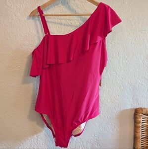 One-Shoulder Pink Swimsuit